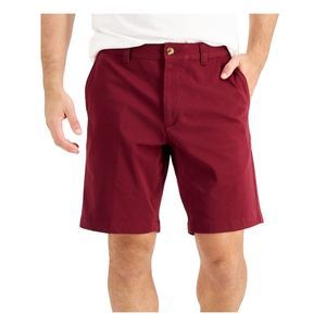 CLUBROOM Mens Burgundy Flat Front, Regular Fit Stretch Shorts 44W